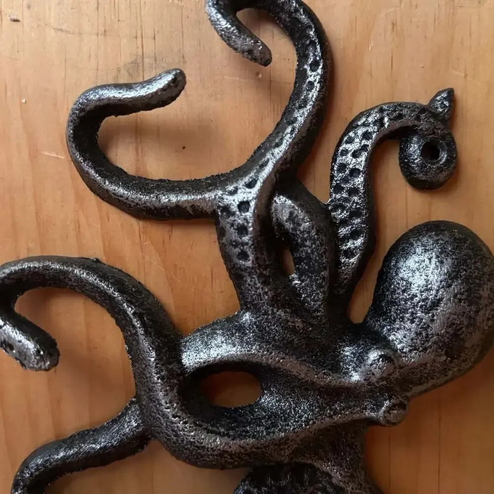Cast Iron Octopus Wall Hook Decorative Nautical Towel and Coat Hanger